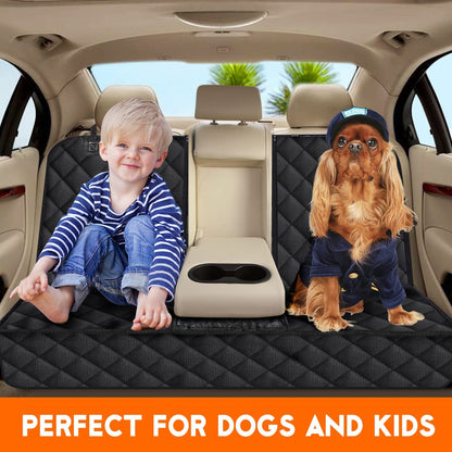 Dog Car Seat Cover - Waterproof Back Seat Protector for Pets, Non-Slip Design with Armrest Compatibility for Most Vehicles - Black