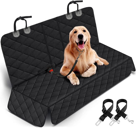 Dog Car Seat Cover - Waterproof Back Seat Protector for Pets, Non-Slip Design with Armrest Compatibility for Most Vehicles - Black